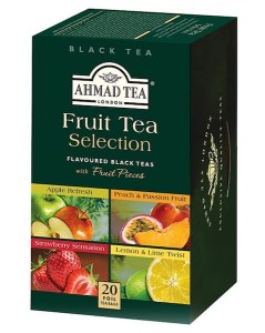 Herbata Ahmad Tea Fruit Selection 20 torebek 4x5x2g - aromatyzowana czarna kolekcja z dodatkami owoców w kopertach