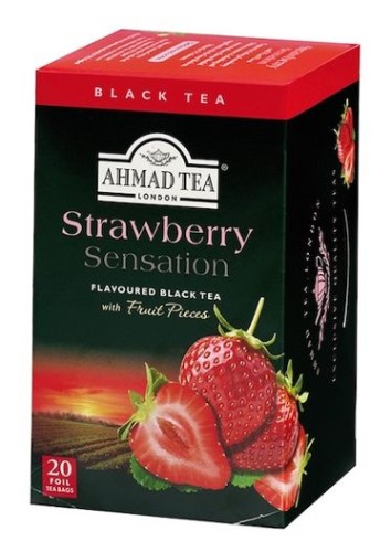Herbata Ahmad Tea Strawberry Sensation 20x2g - czarna truskawkowa w kopertach