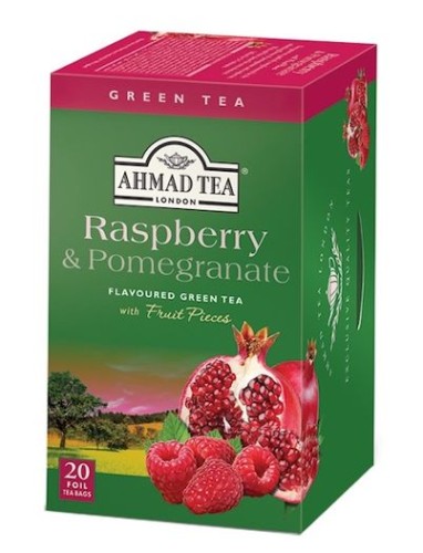 Herbata Ahmad Tea Raspberry Pomegranate Green Tea 20x2g - zielona z granatem i malinami w kopertach