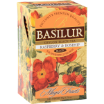 Herbata Basilur Magic Fruits Raspberry & Rosehip 25 kopert - czarna z różą