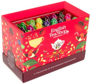Kalendarz Adwentowy z herbatą English Tea Shop 25 piramidek - czerwony z zakładkami