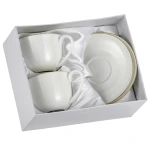 Zestaw dwóch filiżanek 270 ml ze spodkami Bianca porcelana kostna do kawy