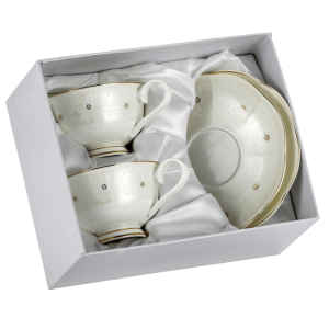 Zestaw dwóch filiżanek 250 ml ze spodkami Fioretta porcelana kostna