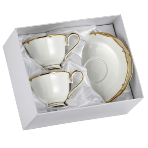 Zestaw dwóch filiżanek 225 ml ze spodkami Aurelia porcelana kostna