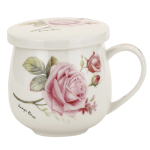 Porcelanowy Kubek z Zaparzaczem i Pokrywką 320 ml - Róża