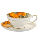 Porcelanowa Filiżanka w Pomarańcze 170ml ze spodkiem porcelana kostna