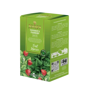 Herbata Jones Peppermint & Strawberry 20 torebek - czarna cejlońska z miętą i truskawką