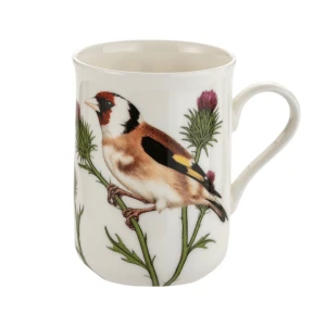 Porcelanowy Biały Kubek Ptaki Europy Szczygieł European Goldfinch 300 ml - porcelana kostna