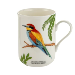 Porcelanowy Biały Kubek Ptaki Europy Żołna Bee Enter 300 ml - porcelana kostna