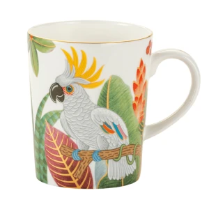 Porcelanowy Kubek z Papugą Kakadu 330 ml - porcelana kostna egzotyczny ptak
