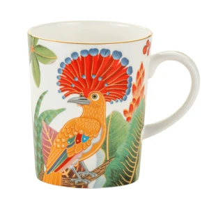 Porcelanowy Kubek z Muchołówką Królewską 330 ml - porcelana kostna egzotyczny ptak