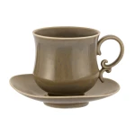 Porcelanowa Filiżanka ze Spodkiem 400 ml - szara taupe vintage