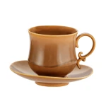 Porcelanowa Filiżanka ze Spodkiem 400 ml - karmelowa vintage