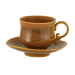Porcelanowa Filiżanka ze Spodkiem 220 ml - karmelowy vintage
