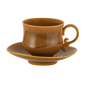 Porcelanowa Filiżanka ze Spodkiem 220 ml - karmelowy vintage
