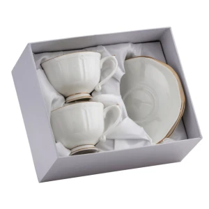 Zestaw dwóch filiżanek 200 ml ze spodkami Vittoria porcelana kostna