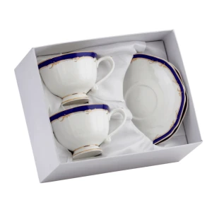 Zestaw dwóch filiżanek 200 ml ze spodkami Safira porcelana kostna