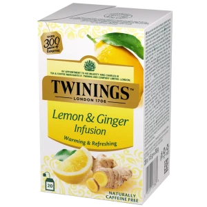 Herbata Twinings Infuso Lemon & Ginger 20x1,5g - owocowa cytrynowo-imbirowa, 100% naturalna w saszetkach