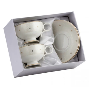 Zestaw dwóch filiżanek 275 ml ze spodkami Camellia porcelana kostna